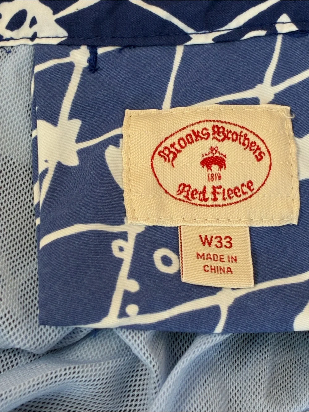 Brooks Brothers Swim Shorts Men’s 33 Blue White Trunks Beach Ocean Surf Seahorse
